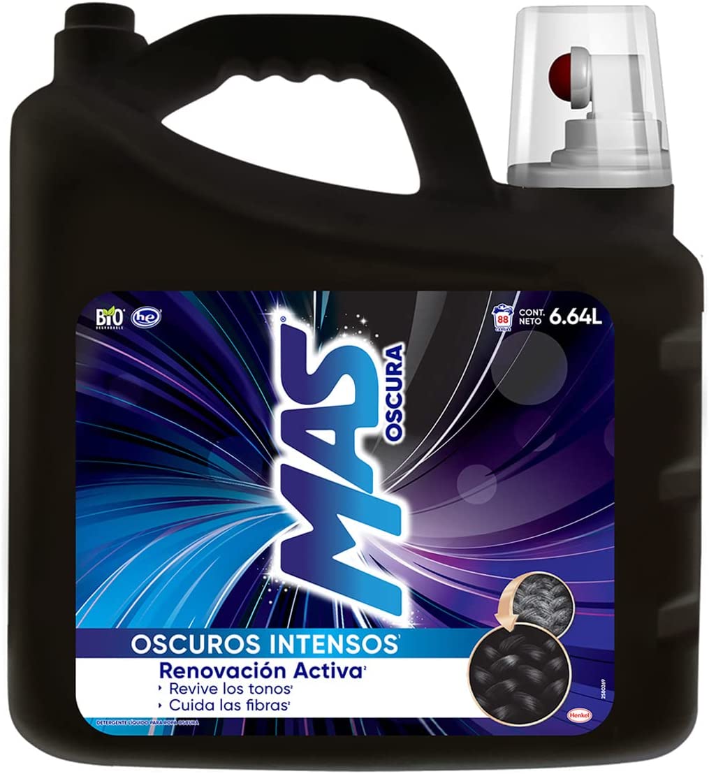 Detergente Líquido MAS Oscuros Intensos para prendas oscuras y de mezclilla 6.64 Litros
