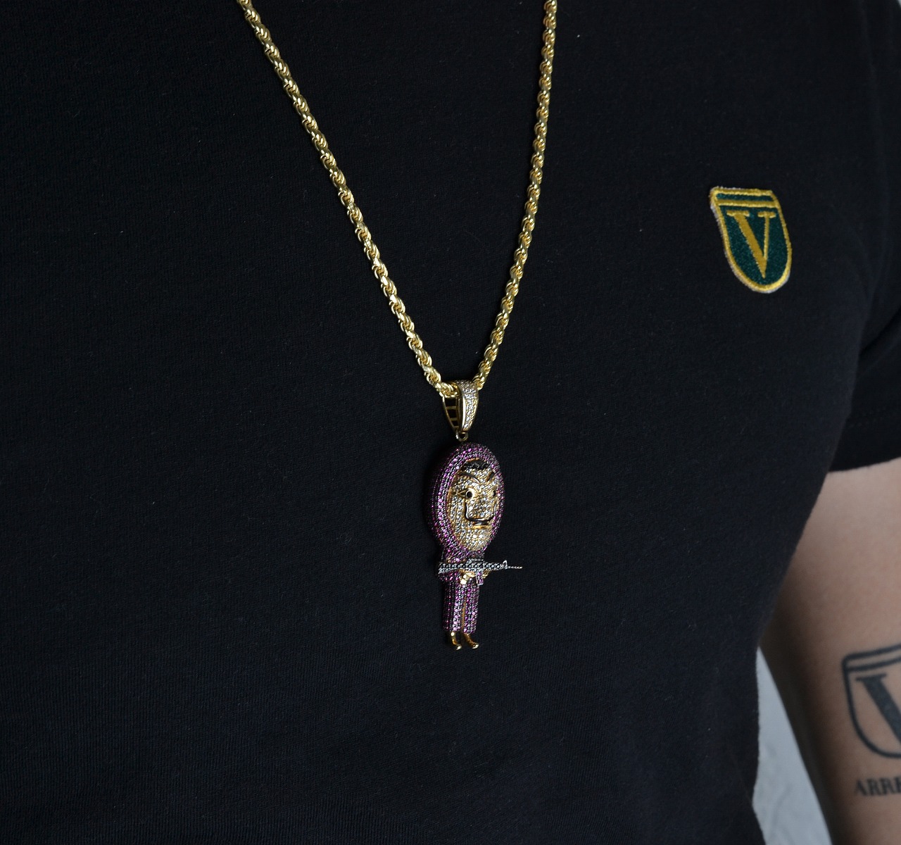 Dije La Casa De Papel Dalí Oro Sólido 14k + Cadena Torzal