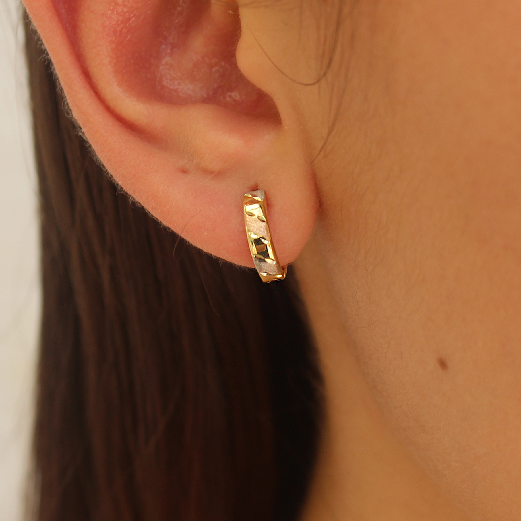 Aretes Oro Italiano 14k  Oro Florentino Huggies