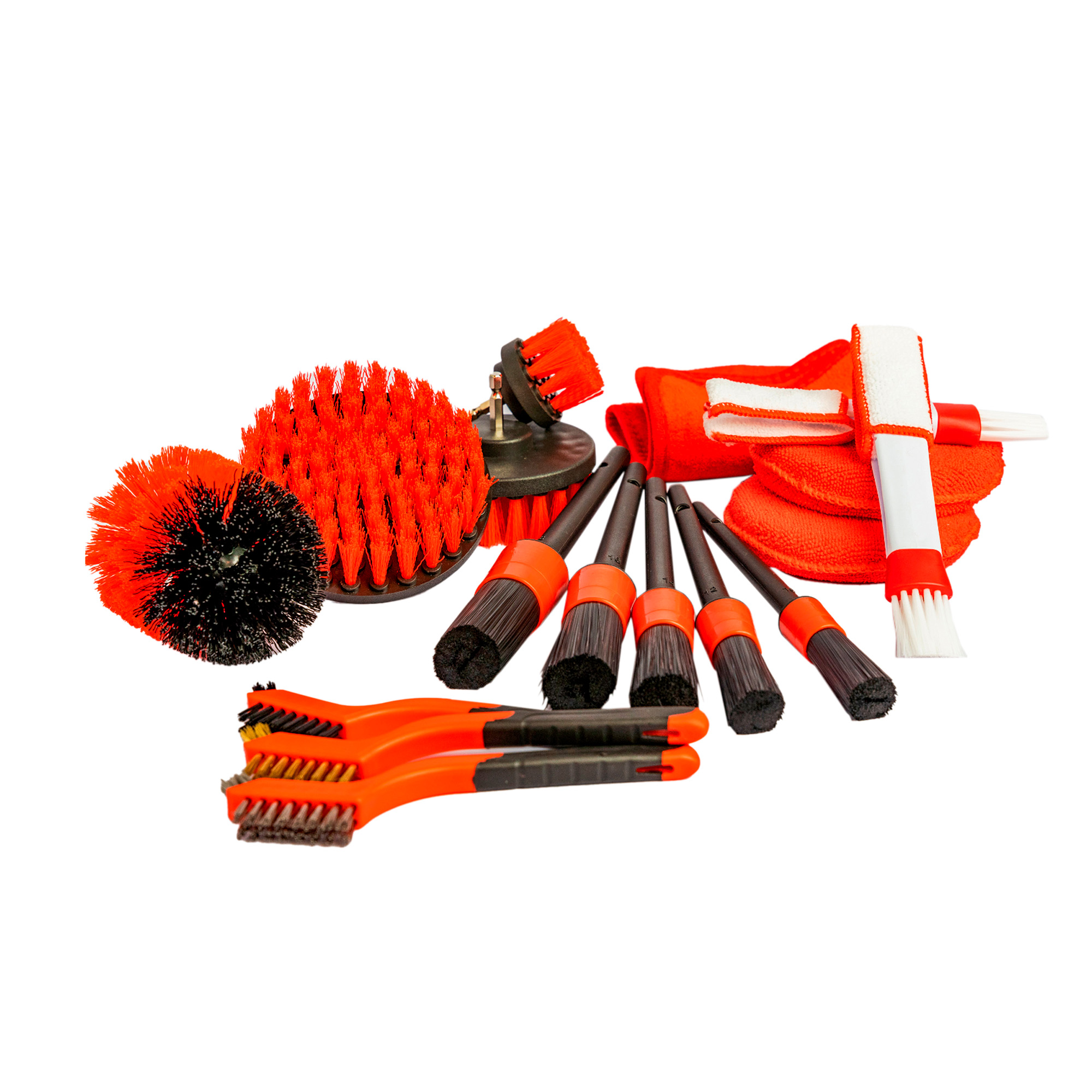 Kit de Limpieza para Coches con Cepillos para detallado Interior y Exterior, Toalla y Guante Microfibra