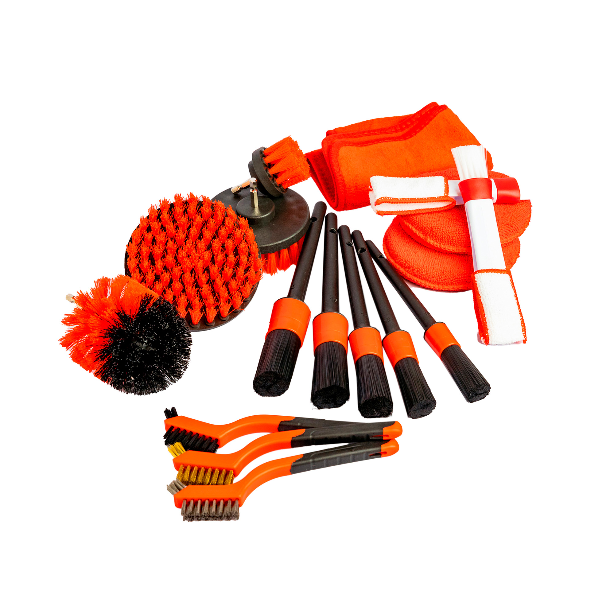 Kit de Limpieza para Coches con Cepillos para detallado Interior y Exterior, Toalla y Guante Microfibra