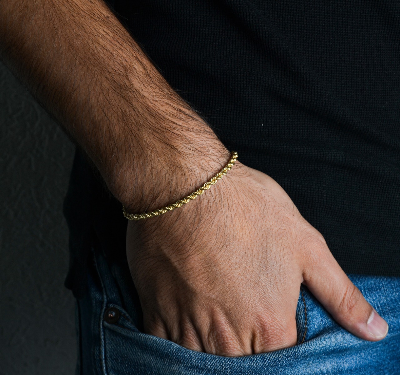 Pulsera Torzal Esclava Oro 10k Kilates Italiano 21cm - 3.3mm