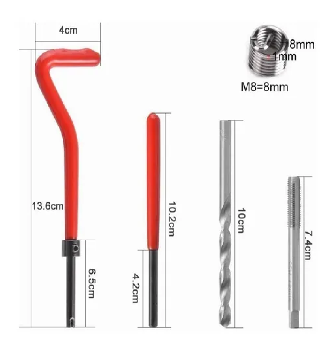 Kit De Inserto De Reparacion De Rosca Métrica M8 