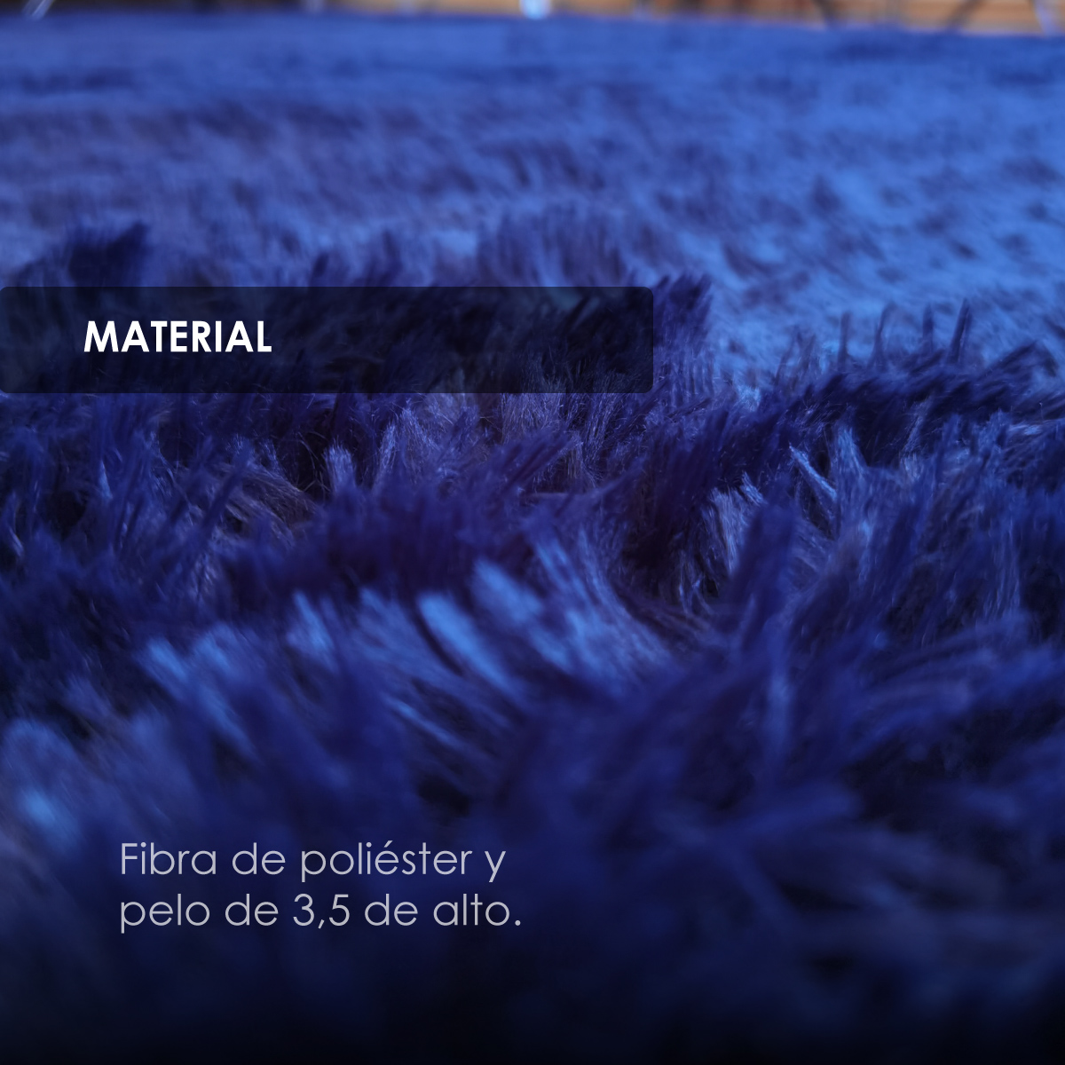 Tapete Sala Tipo Shag 200x160cm Pelo Largo Suave Azul Marino