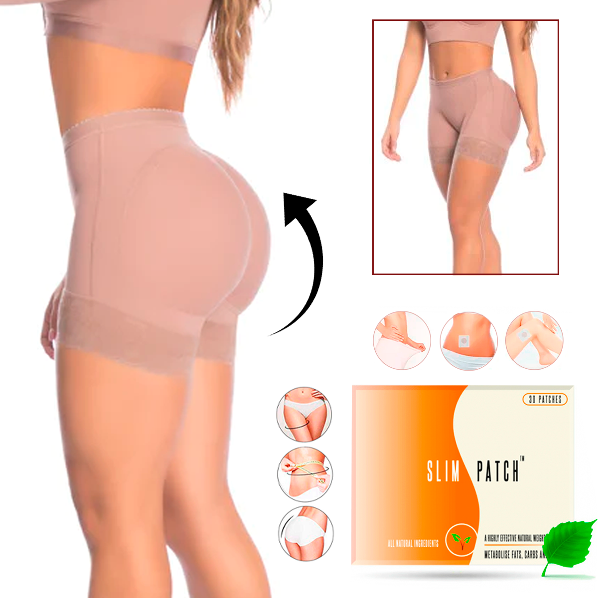 Fajas Colombianas Short Reductor Levanta Cola Control Abdominal De Regalo Pack 30 Unidades De Parches Slim Patch Para Adelgazar Reductores De Celulitis
