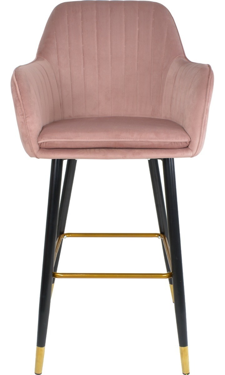 Set 2 Sillas Altas Tapizadas Banco Terciopelo Velvet Rosa