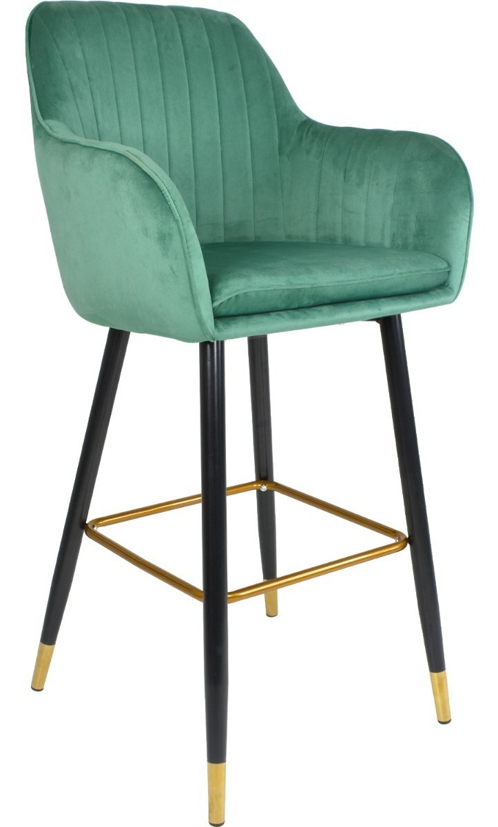 Set 2 Sillas Altas Tapizadas Banco Terciopelo Velvet Verde