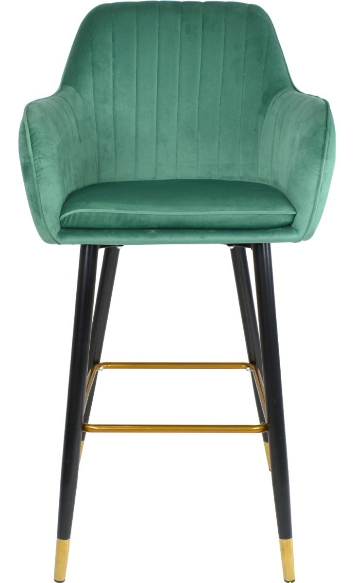 Set 2 Sillas Altas Tapizadas Banco Terciopelo Velvet Verde