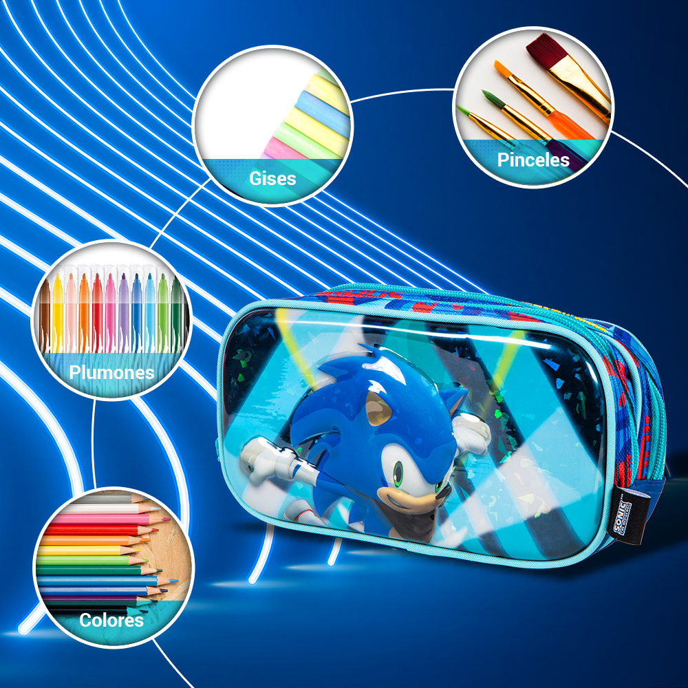 Kit Escolar Sonic 3 En 1 Edición Kinder Colección Run Away
