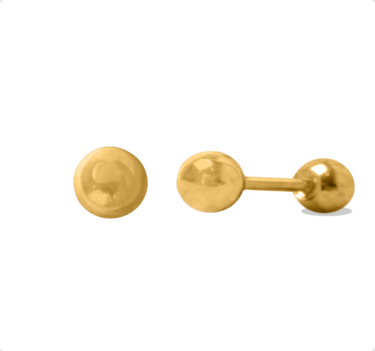 Aretes Bola 2mm | Broquel Oro Puro 10k Piercing Mujer Niña.