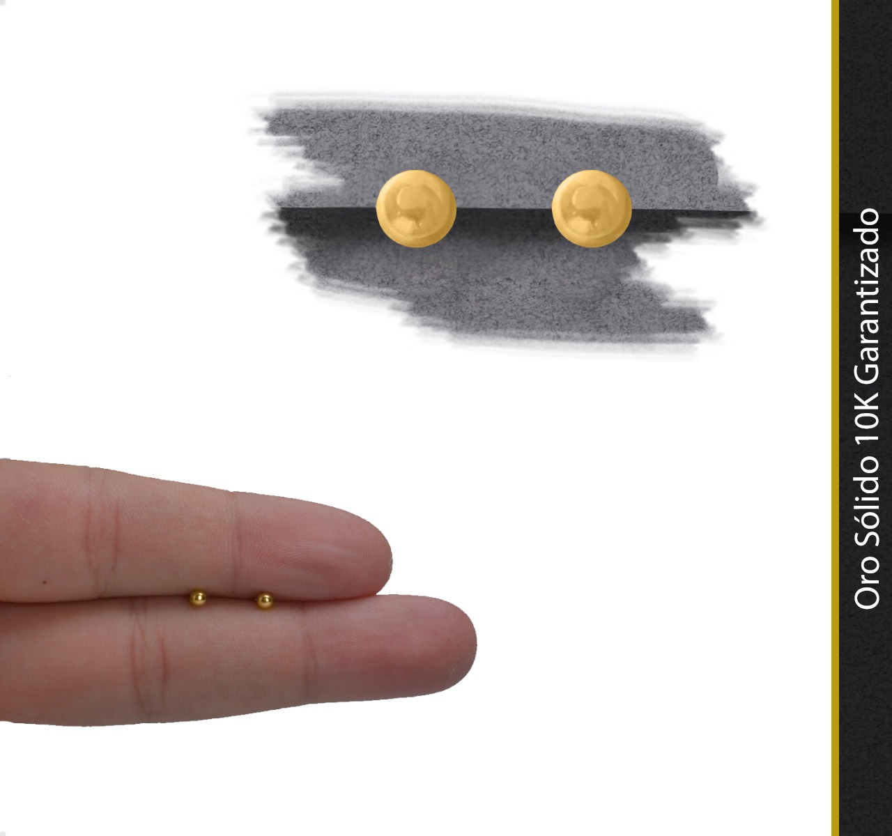 Aretes Bola 2mm | Broquel Oro Puro 10k Piercing Mujer Niña.