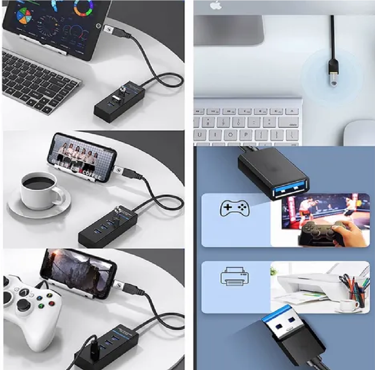 Hub Usb 3.0 4 Puertos Expansor Multi Para Laptop Pc 4 En 1