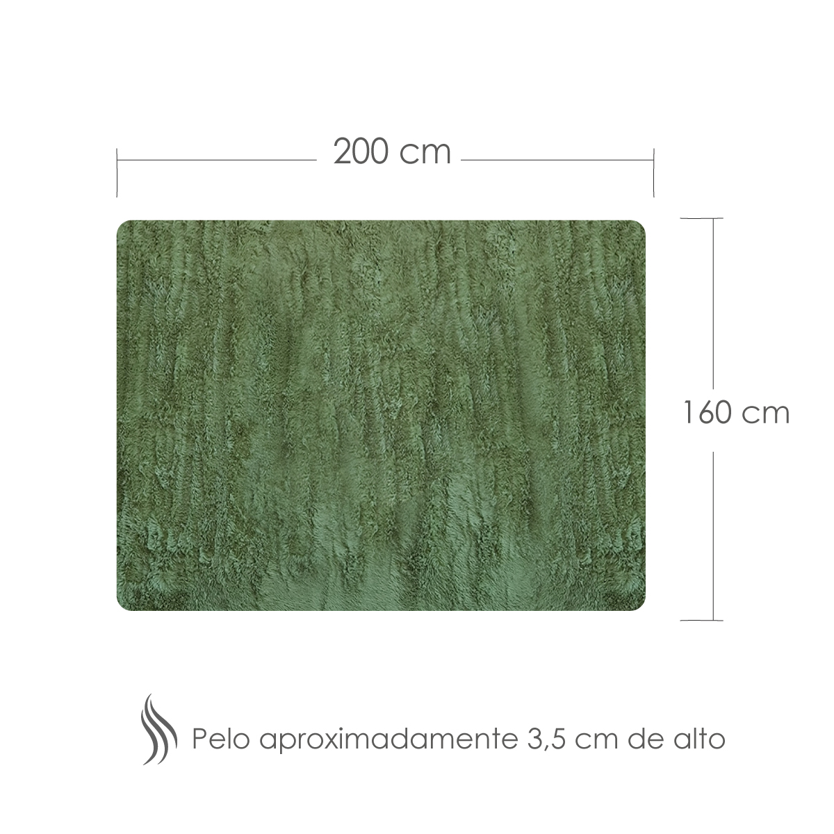 Tapete Sala Tipo Shag 200x160cm Pelo Largo Suave Verde
