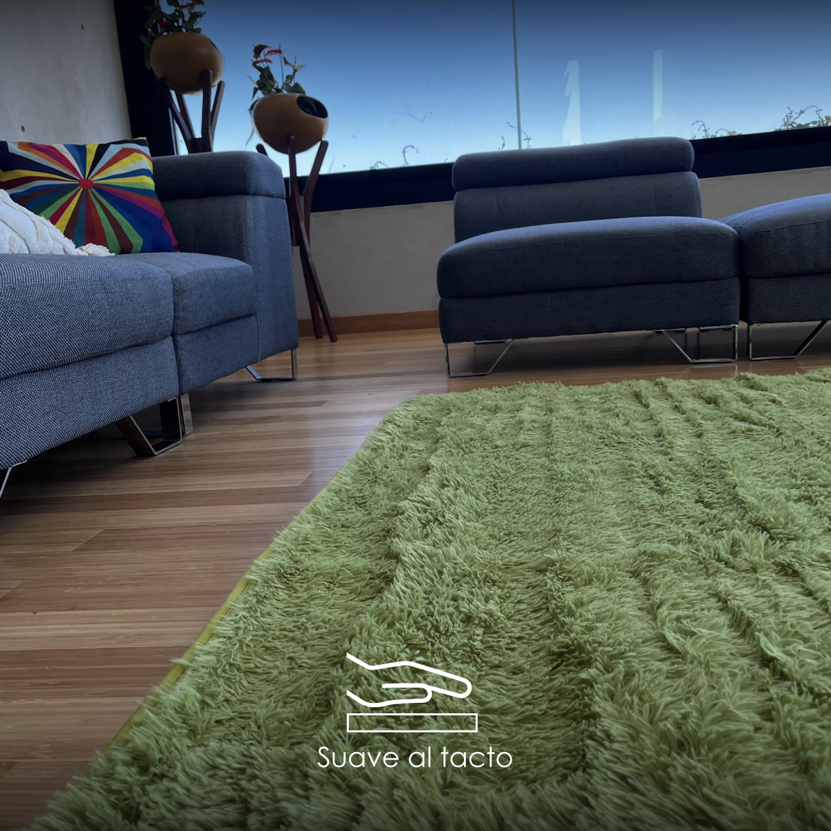 Tapete Sala Tipo Shag 200x160cm Pelo Largo Suave Verde
