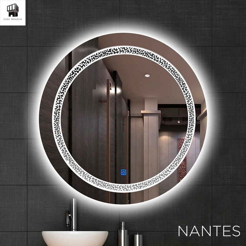 Espejo circular con led para baño con encendido táctil