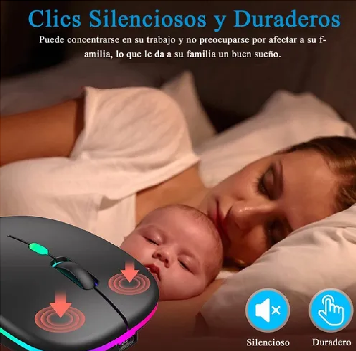 Mouse Inalámbrico Silencioso Bluetooth Recargable