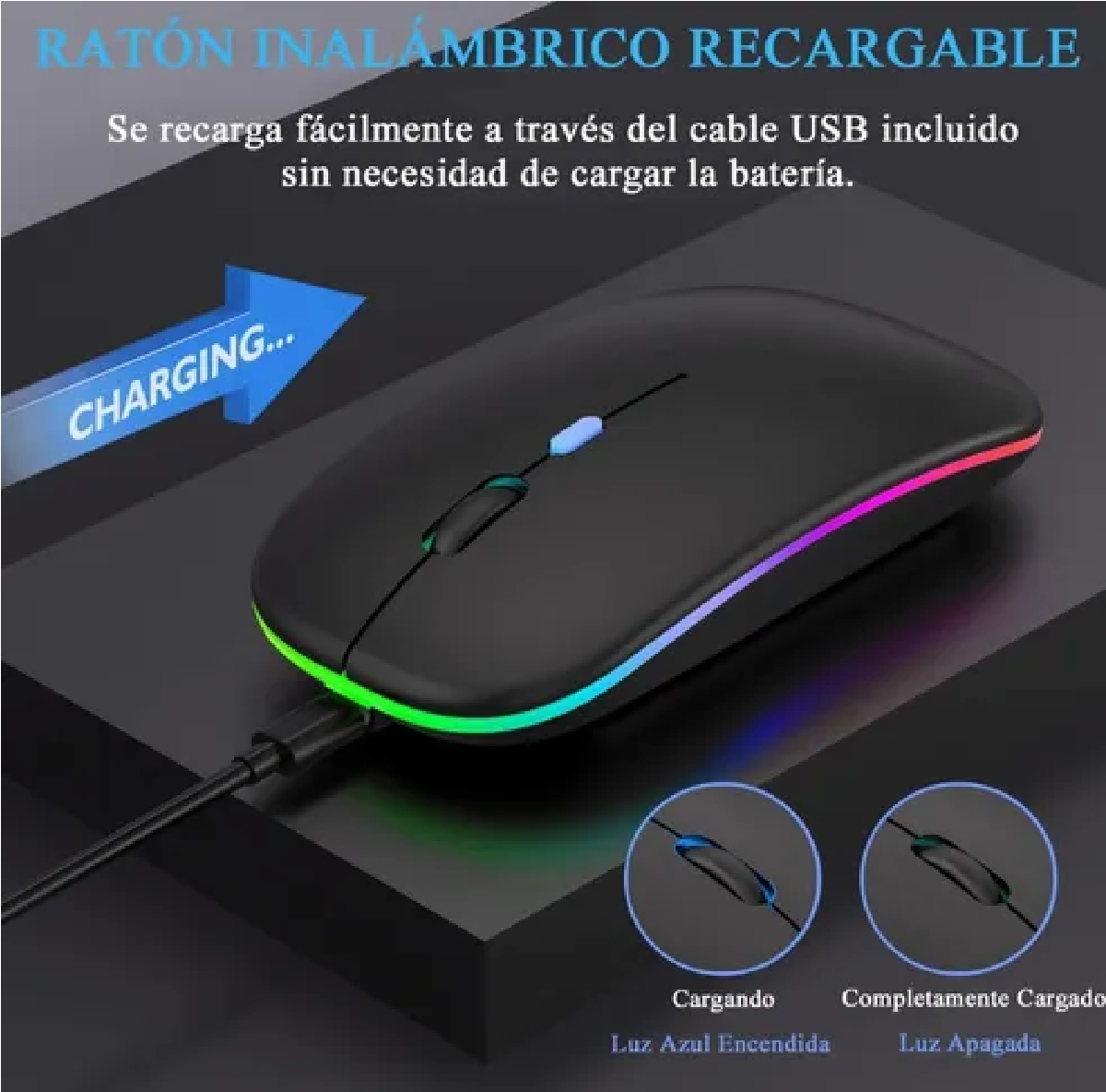 Mouse Inalámbrico Silencioso Bluetooth Recargable