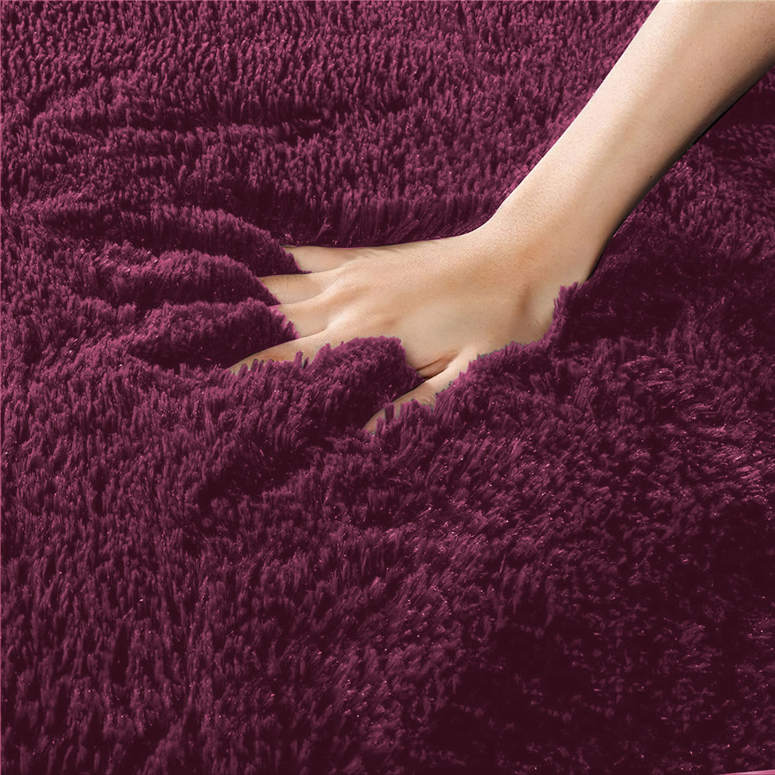 Tapete Sala Tipo Shag 200x160cm Pelo Largo Suave Uva 