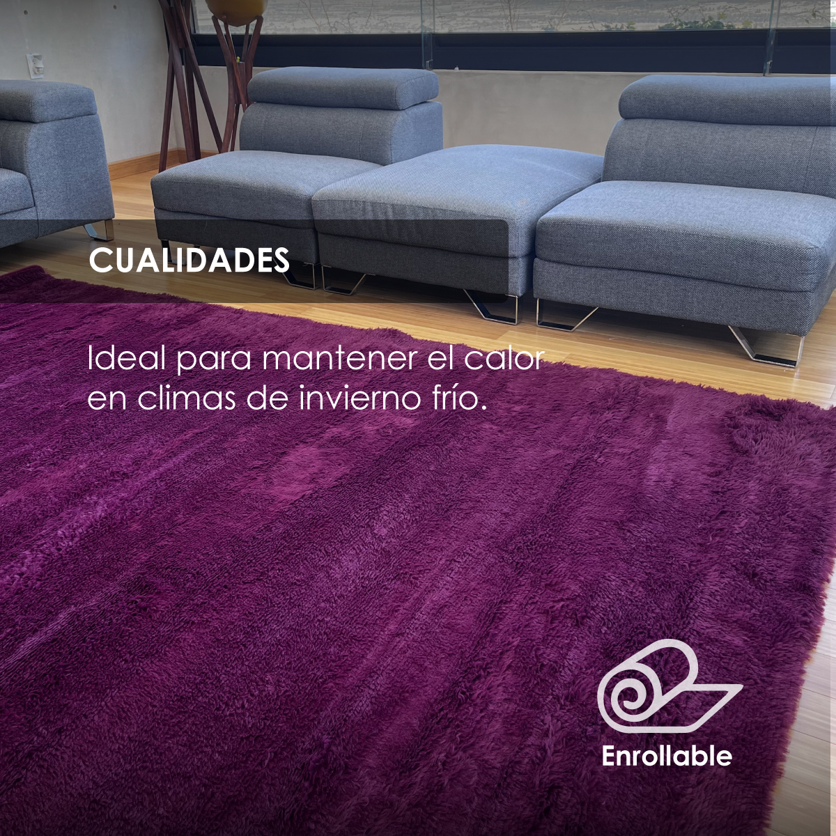 Tapete Sala Tipo Shag 200x160cm Pelo Largo Suave Uva 