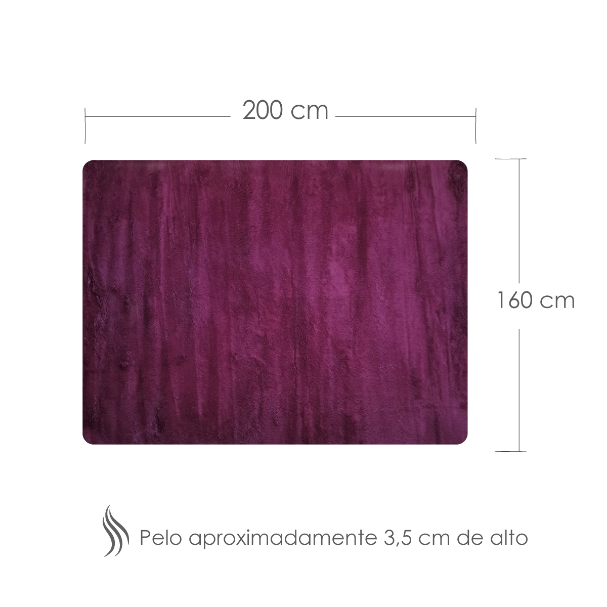 Tapete Sala Tipo Shag 200x160cm Pelo Largo Suave Uva 