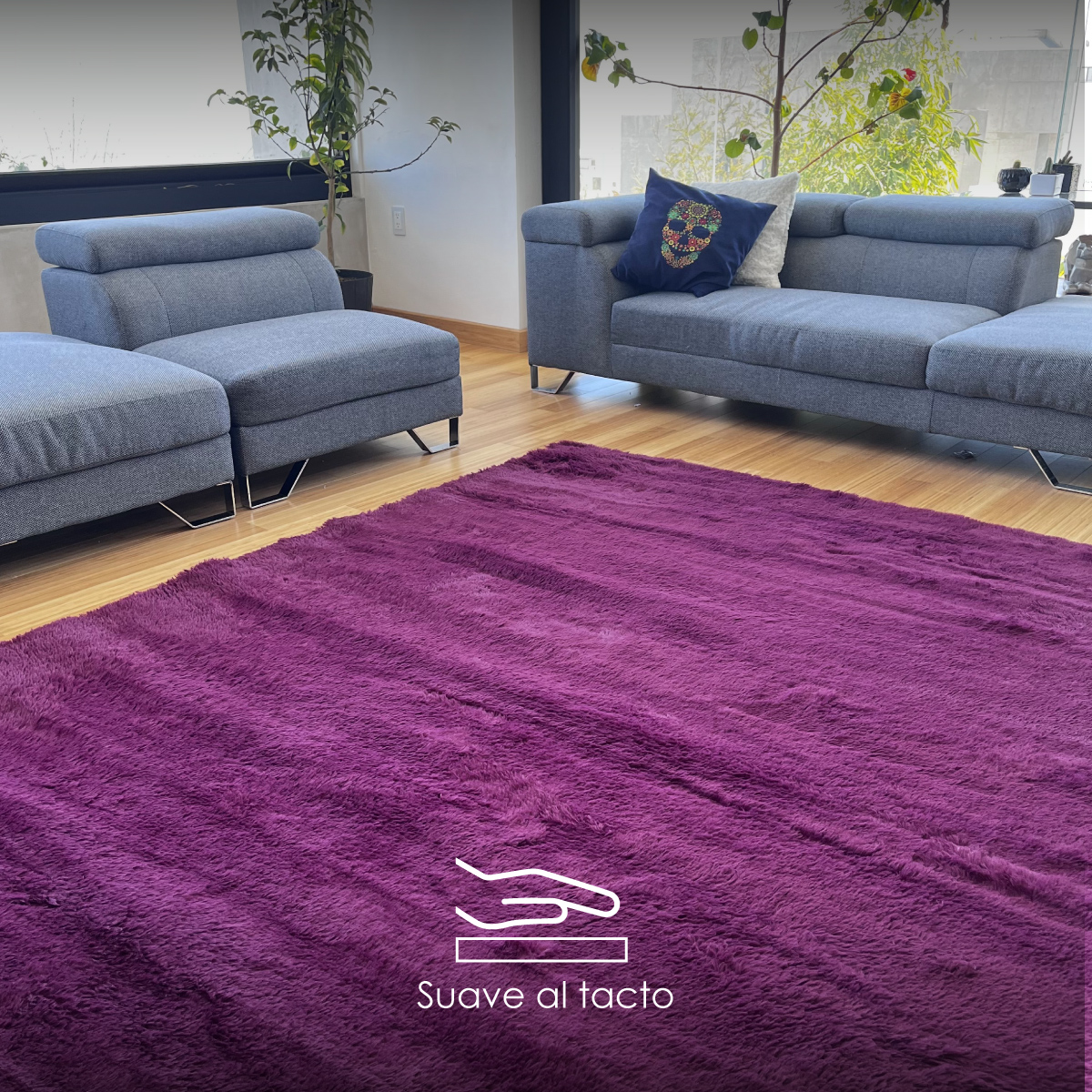 Tapete Sala Tipo Shag 200x160cm Pelo Largo Suave Uva 