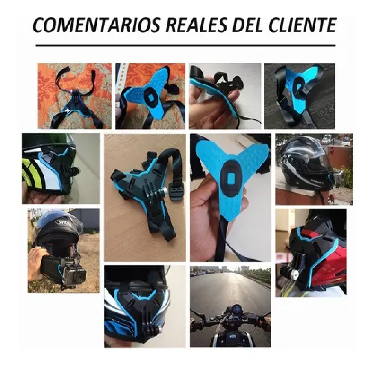 Montura De Casco Gopro Hero 9 /8/7/6/5/4/3 Para Moto Azul