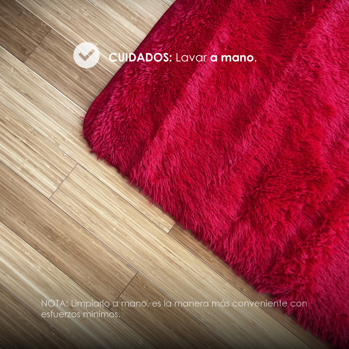 Tapete Sala Tipo Shag 200x160cm Pelo Largo Suave Rojo