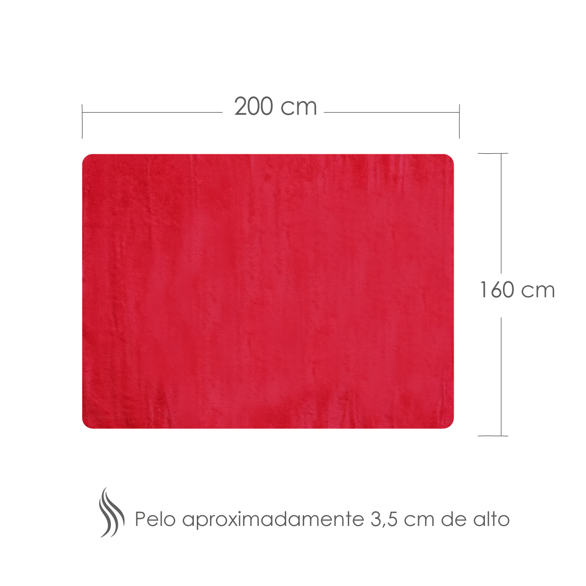 Tapete Sala Tipo Shag 200x160cm Pelo Largo Suave Rojo