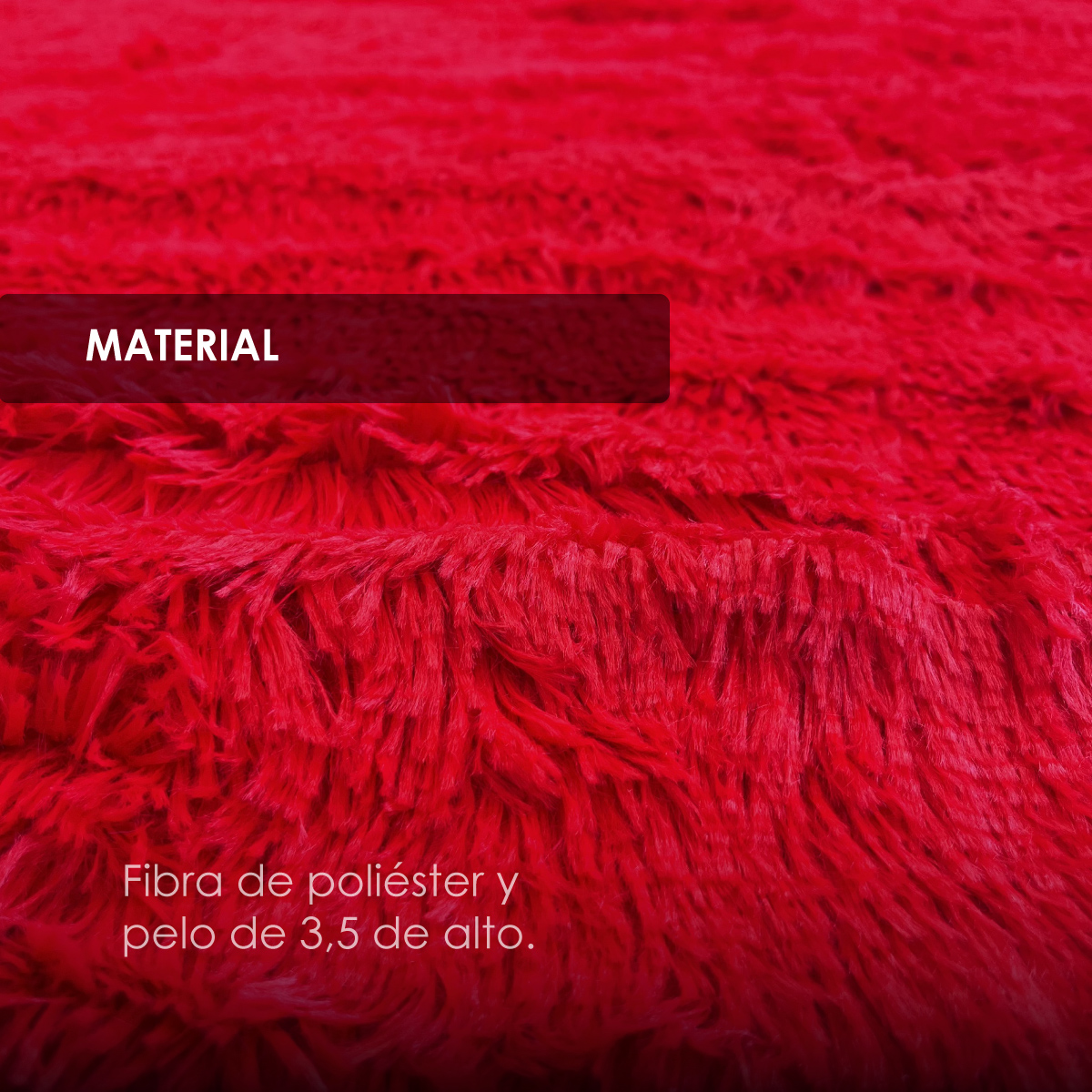 Tapete Sala Tipo Shag 200x160cm Pelo Largo Suave Rojo