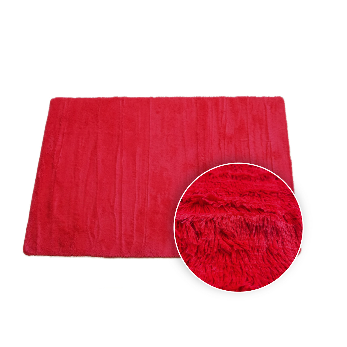 Tapete Sala Tipo Shag 200x160cm Pelo Largo Suave Rojo