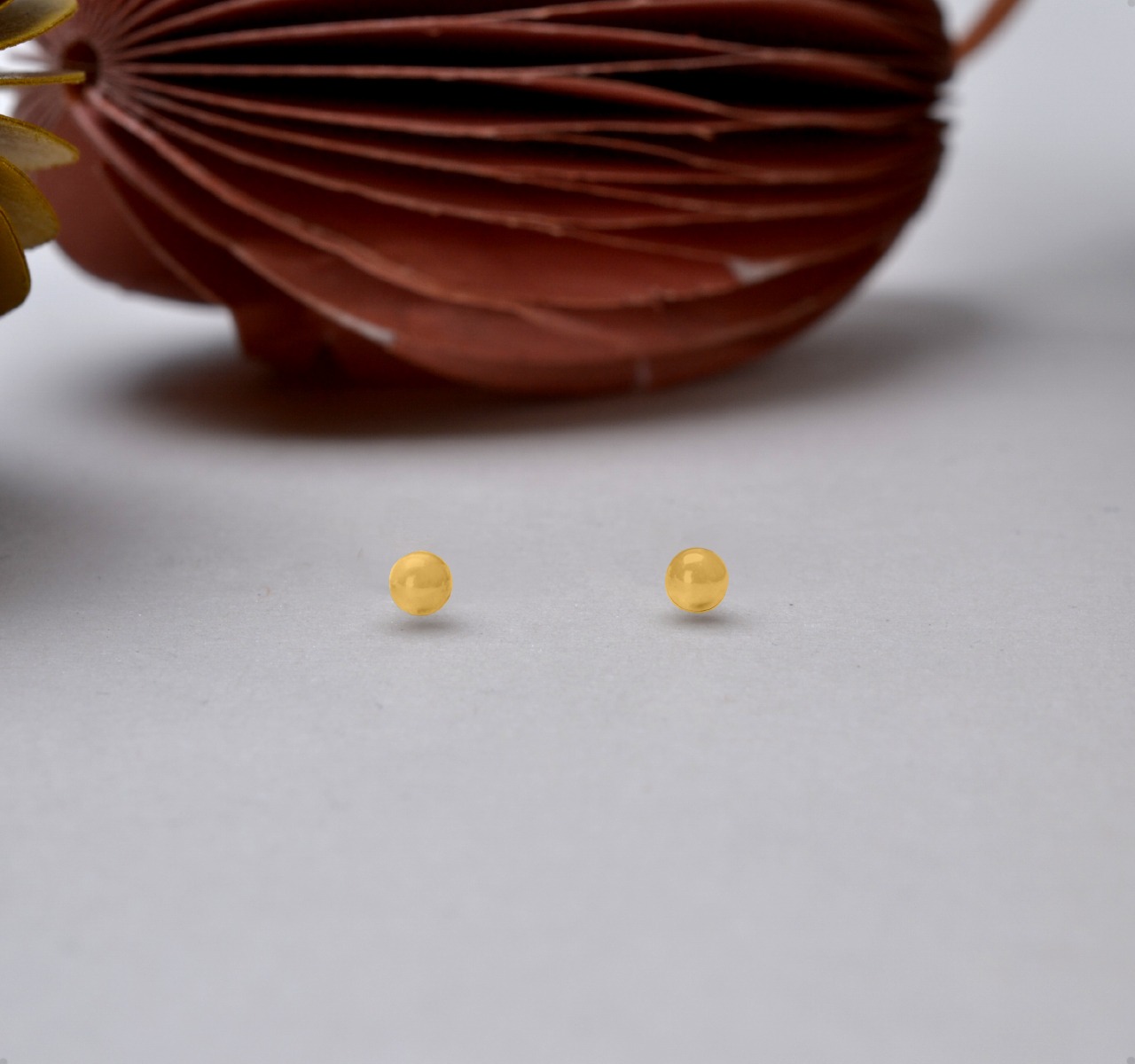 Aretes Bola 3mm | Broqueles Oro Puro 10k Piercing + Estuche