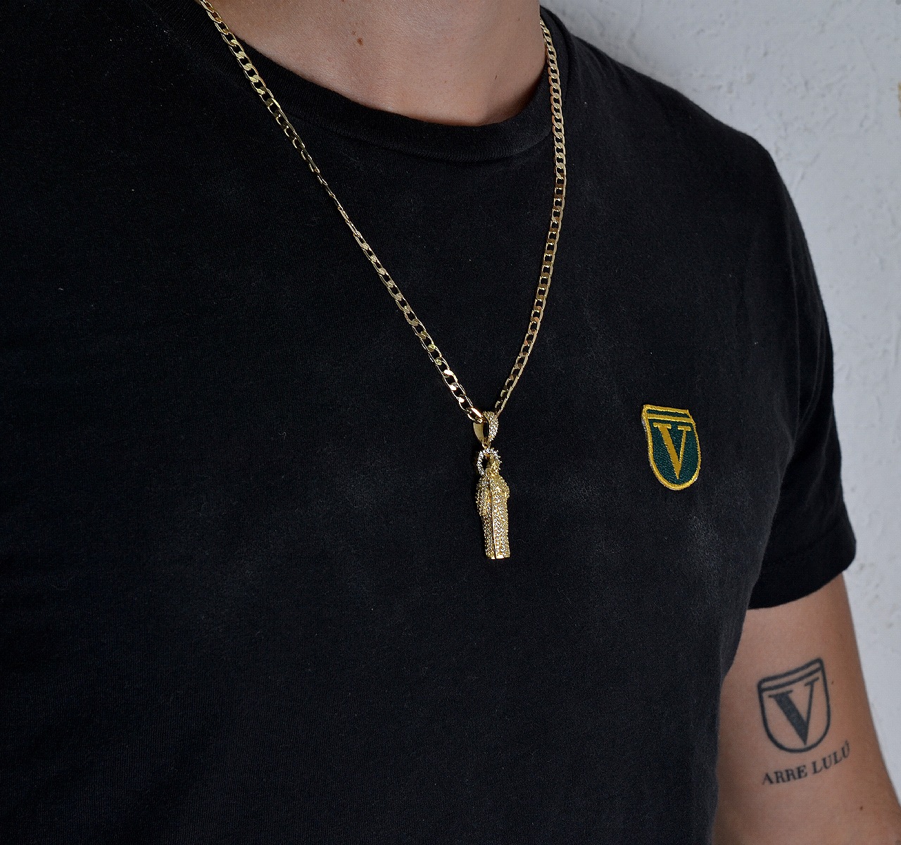 Dije San Judas Tadeo Oro Sólido 10k | Amarillo + Cadena