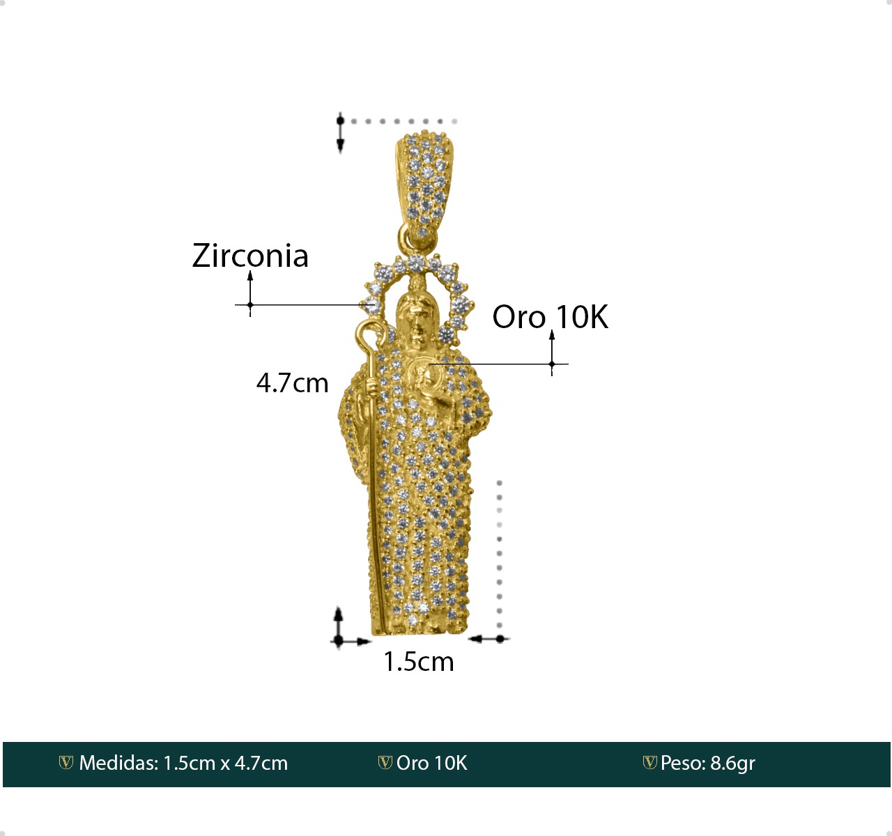 Dije San Judas Tadeo Oro Sólido 10k | Amarillo + Cadena