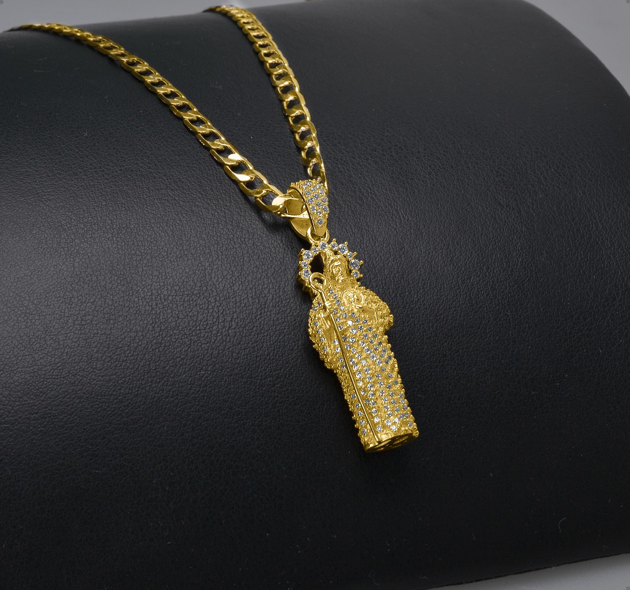 Dije San Judas Tadeo Oro Sólido 10k | Amarillo + Cadena