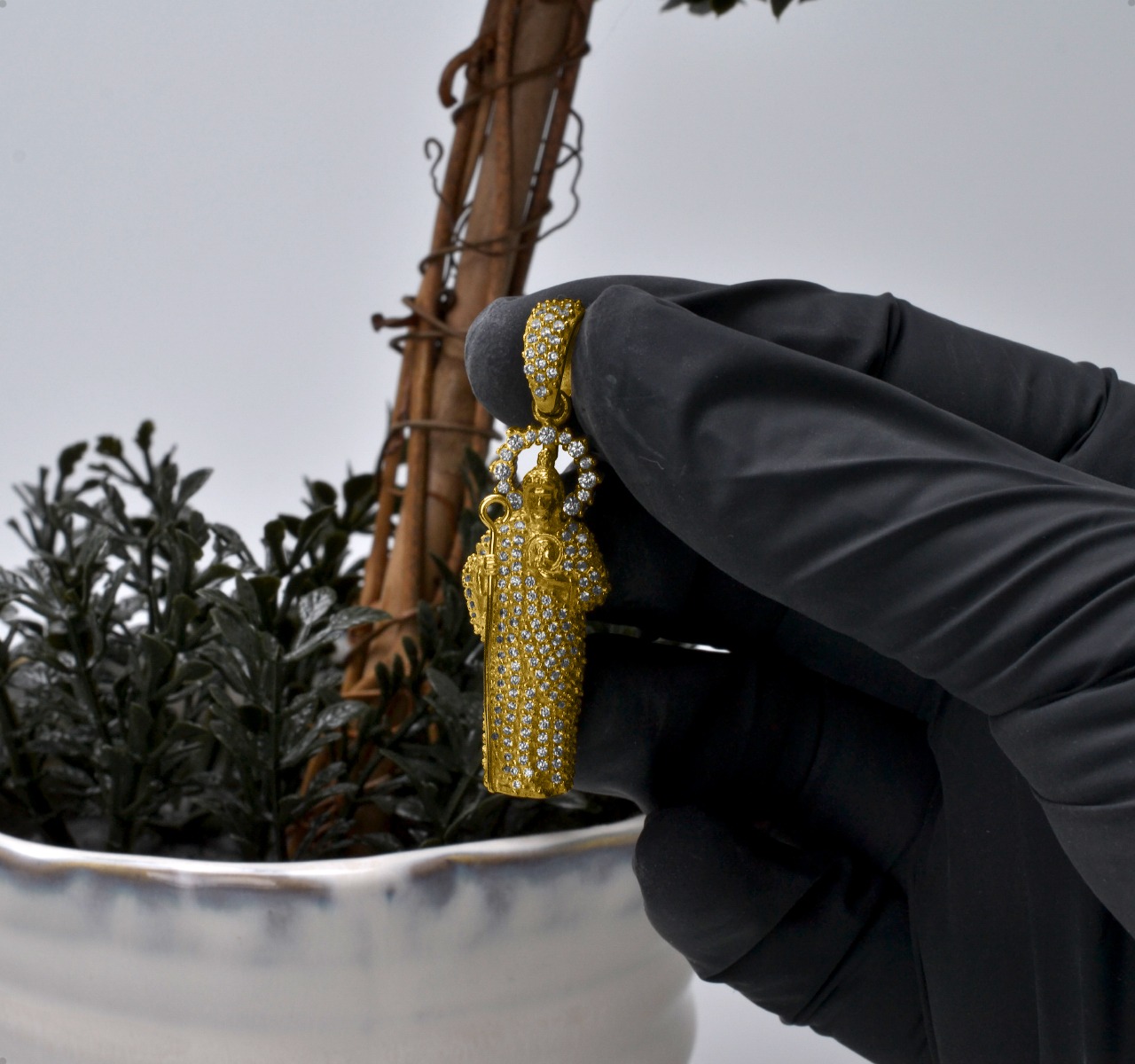 Dije San Judas Tadeo Oro Sólido 10k | Amarillo + Cadena