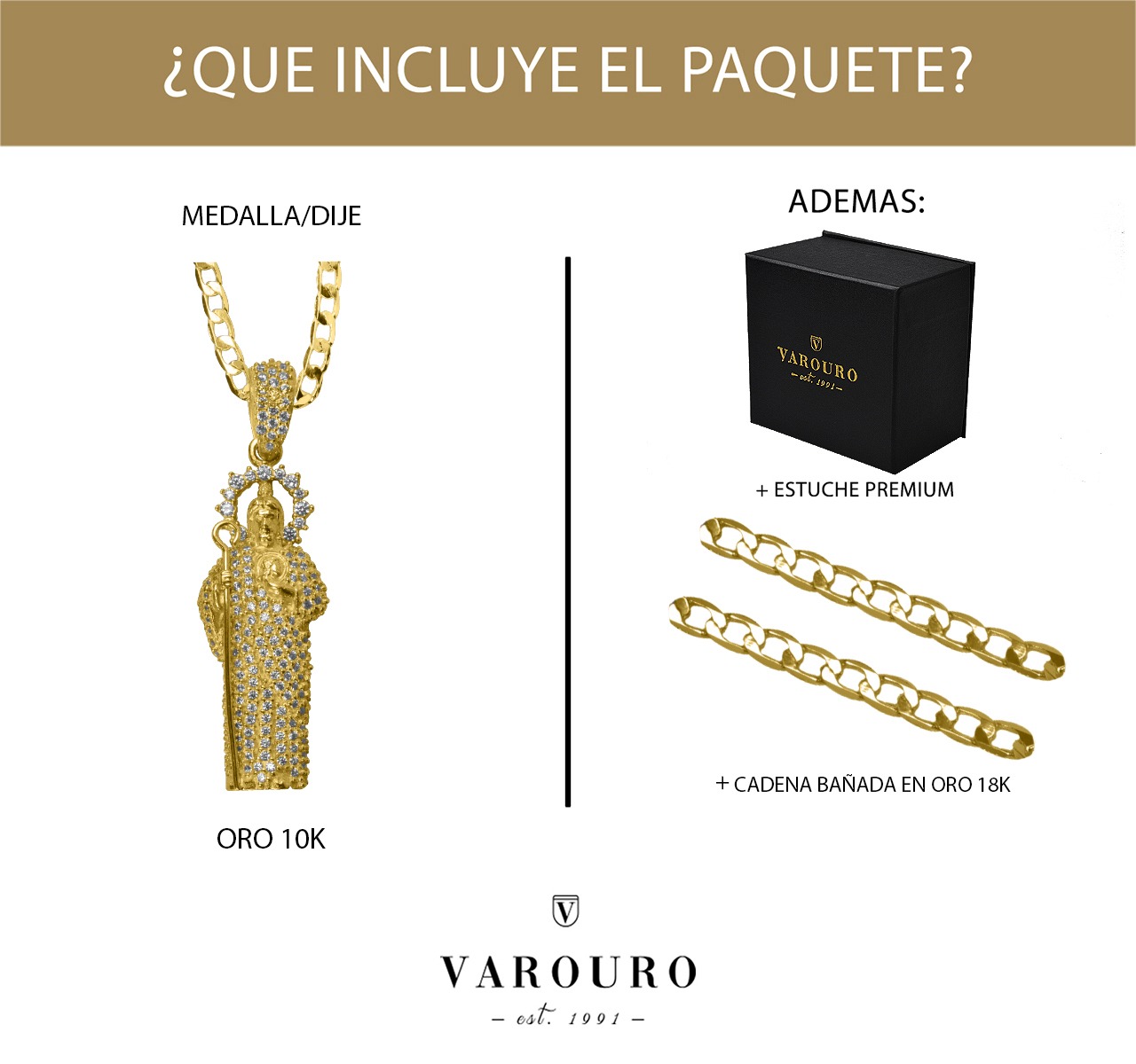 Dije San Judas Tadeo Oro Sólido 10k | Amarillo + Cadena