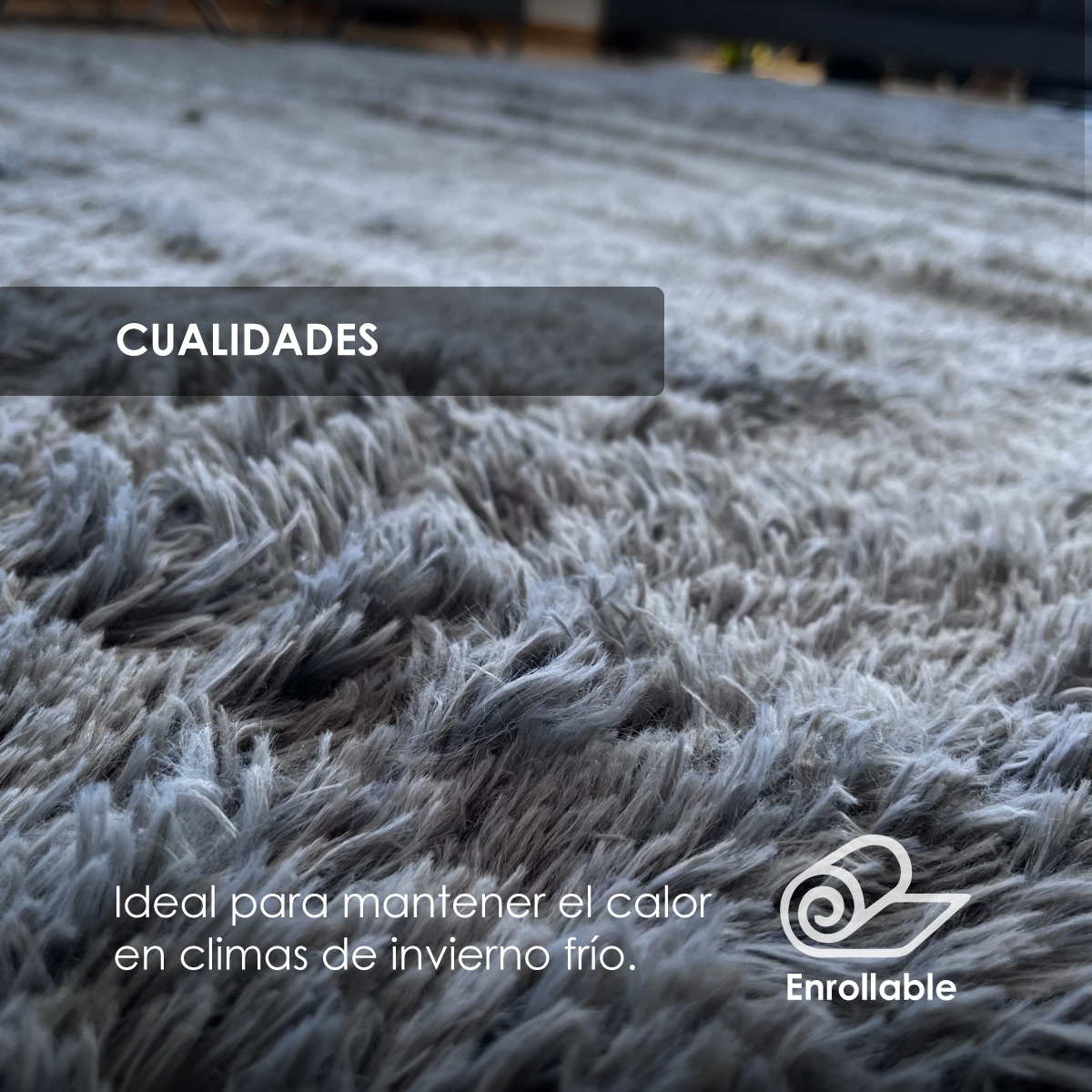 Tapete Sala Tipo Shag 200x160cm Pelo Largo Suave Gris