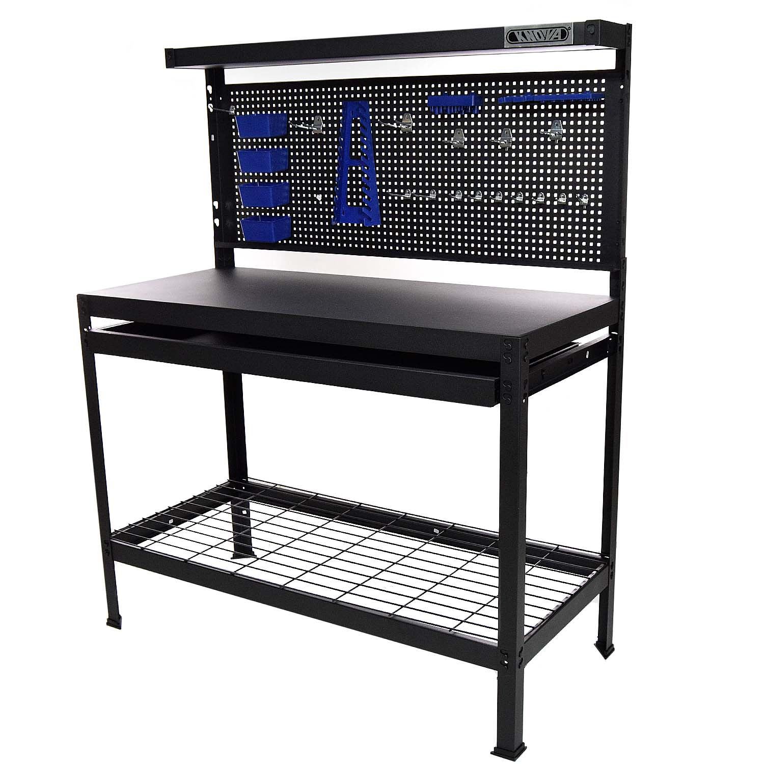 Knova Mesa de Trabajo para Taller Metálica c/ dimensiones1220 x 560 x 1500 mm c/Cajón