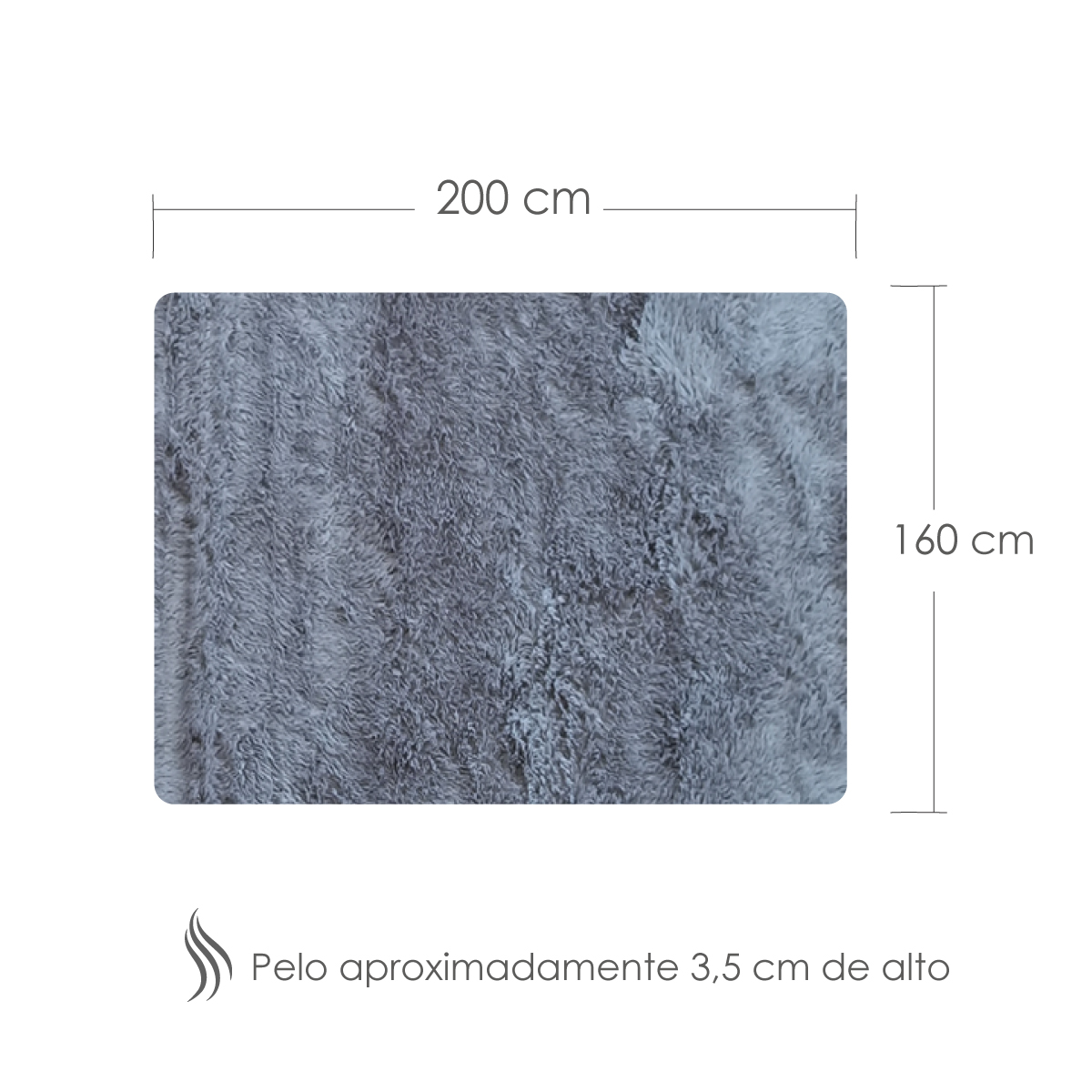 Tapete Sala Tipo Shag 200x160cm Pelo Largo Suave Gris