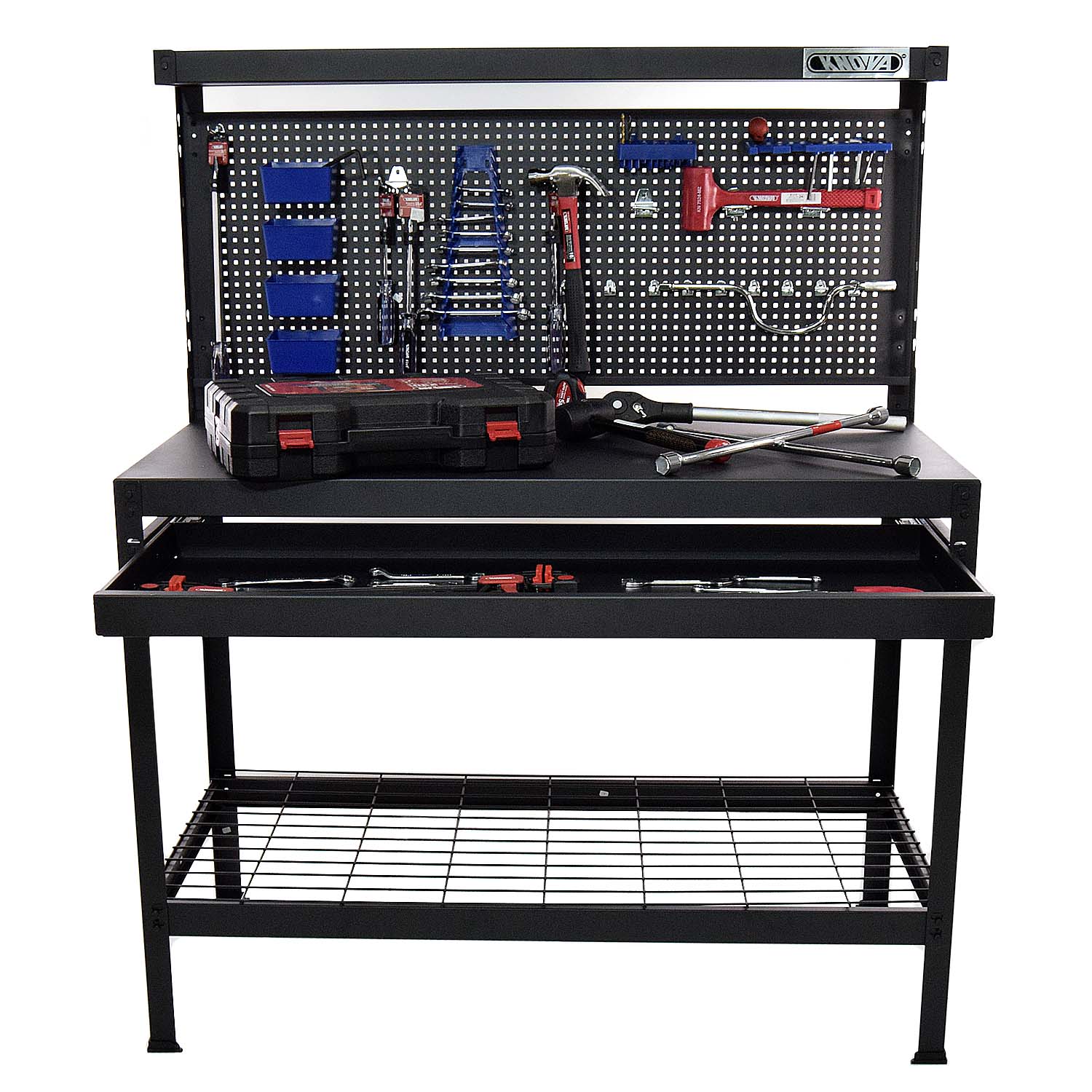 Knova Mesa de Trabajo para Taller Metálica c/ dimensiones1220 x 560 x 1500 mm c/Cajón