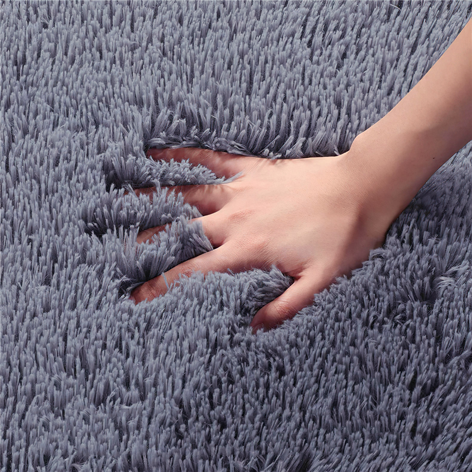 Tapete Sala Tipo Shag 200x160cm Pelo Largo Suave Gris