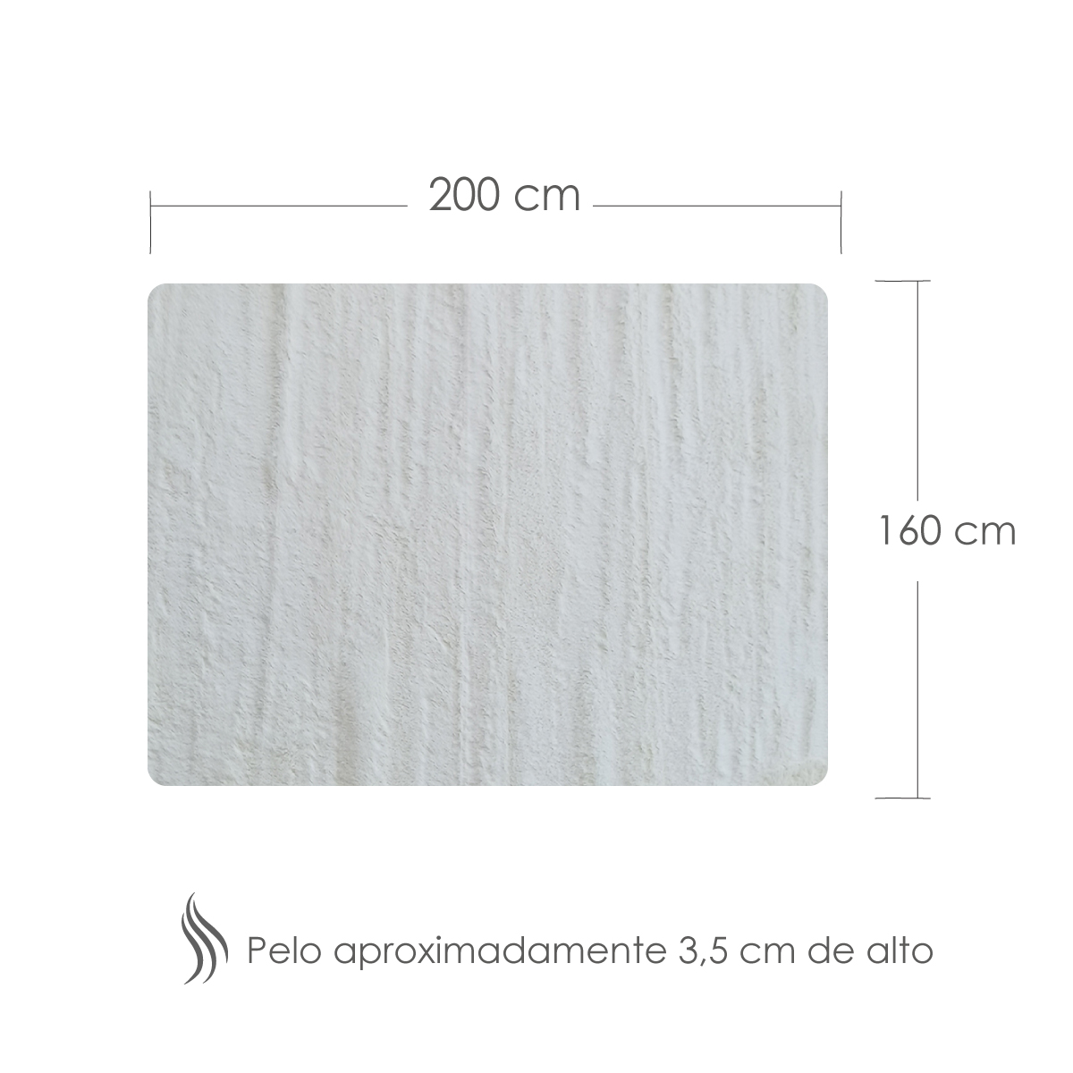 Tapete Sala Tipo Shag 200x160cm Pelo Largo Suave Crema