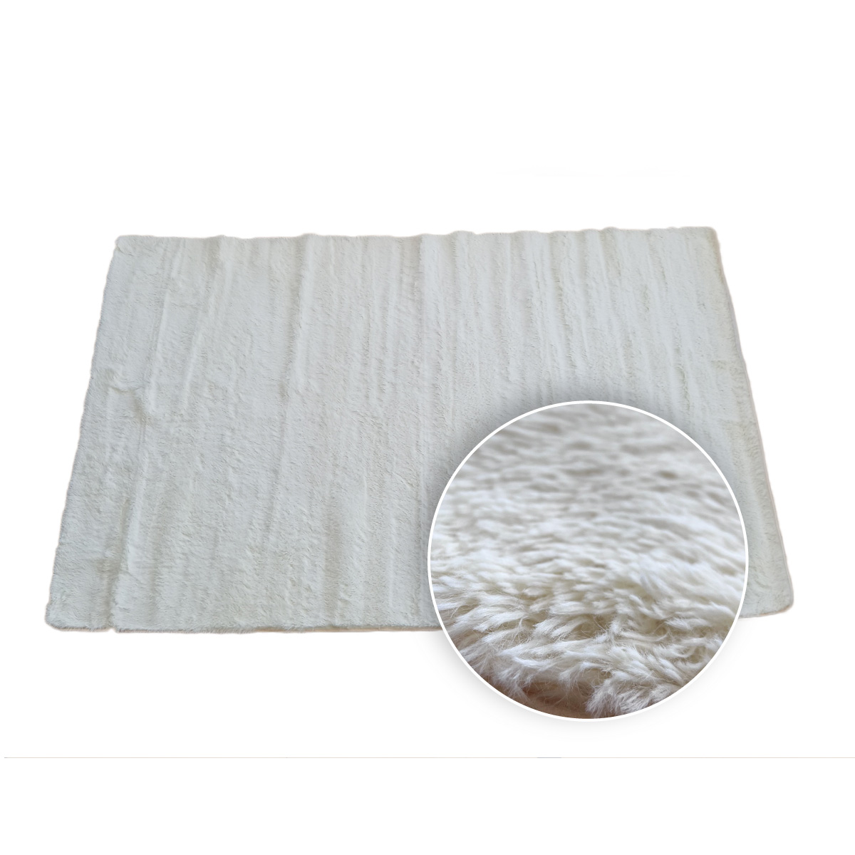 Tapete Sala Tipo Shag 200x160cm Pelo Largo Suave Crema