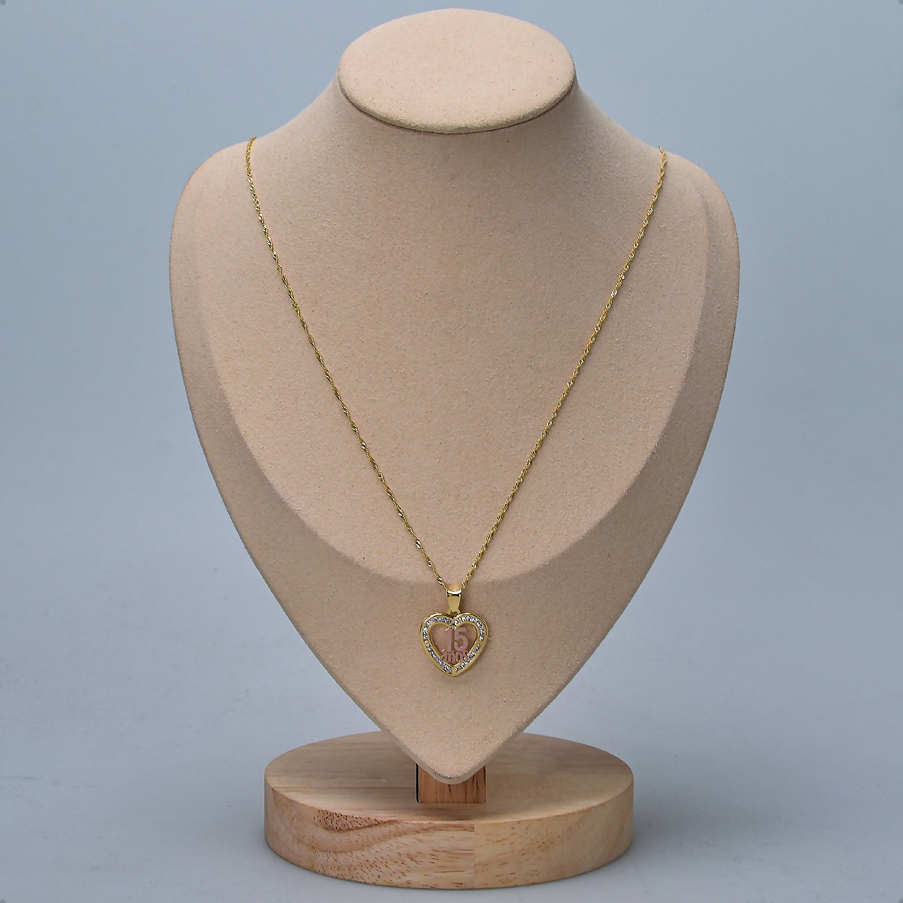 Dije 15 Años Corazón Dije Con Cadena 50cm Oro 10k