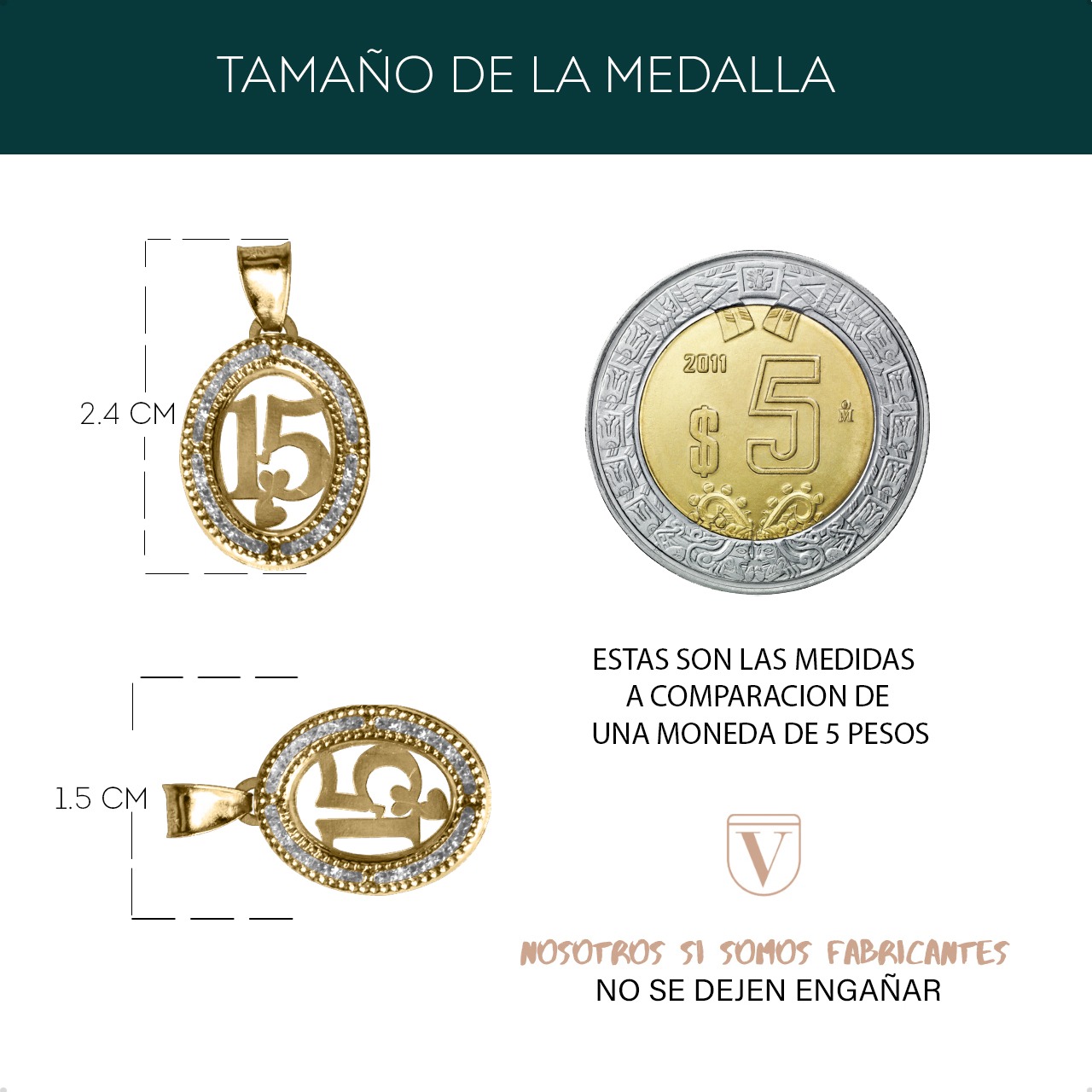 Dije 15 Años Oval Dije Con Cadena 50cm Oro 10k