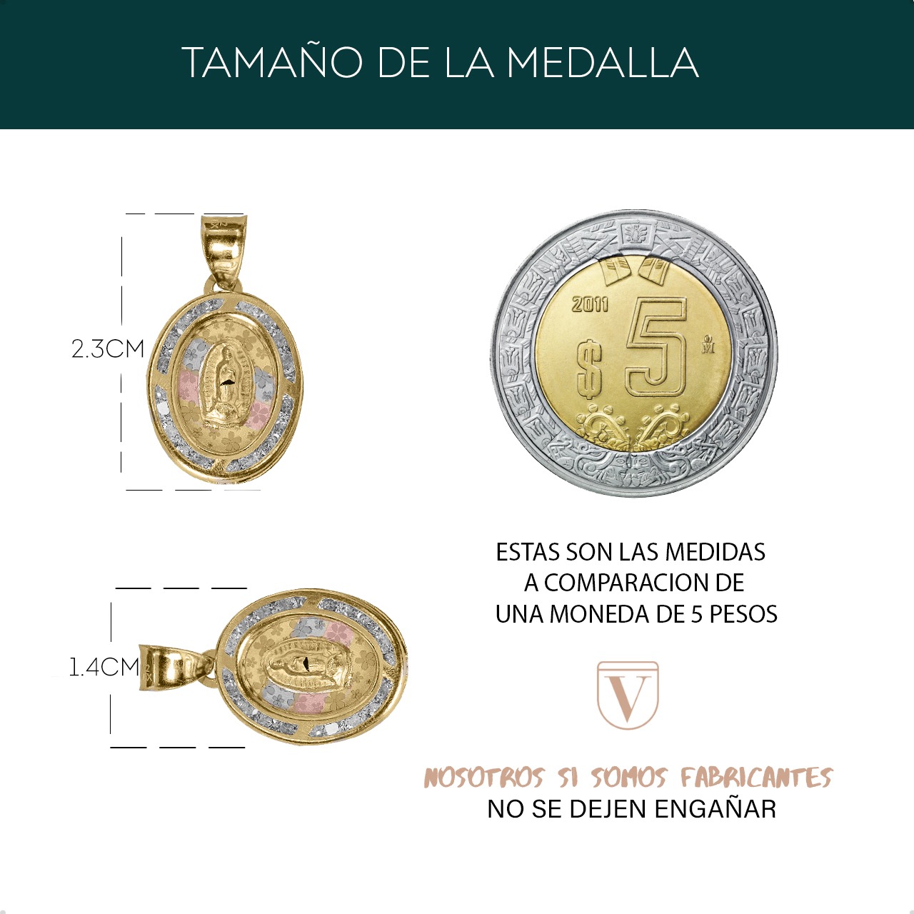 Medalla Virgen De Guadalupe Dije Con Cadena 50cm Oro 10k
