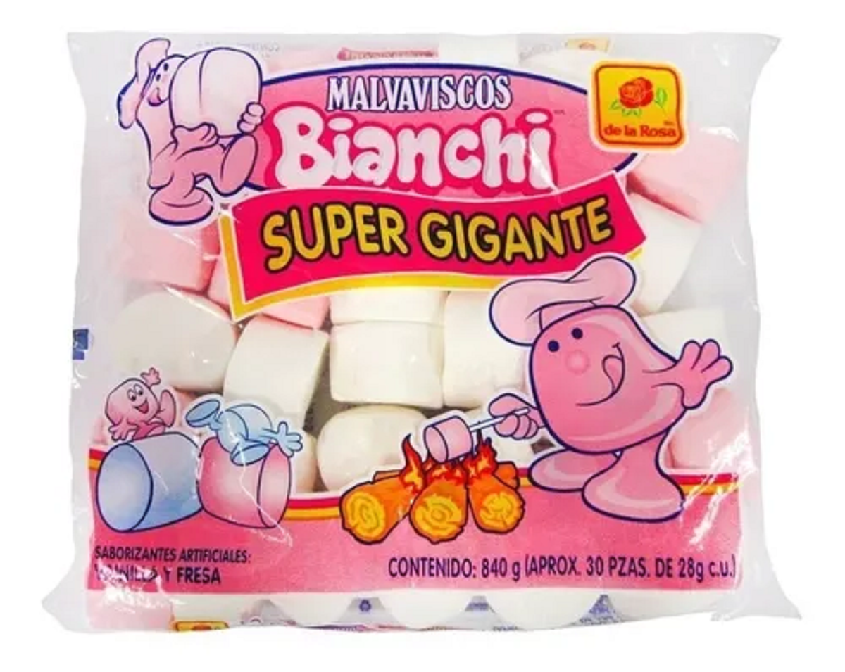 Bianchi bombon super gigante blanco y rosa 840g. 30 aprox.