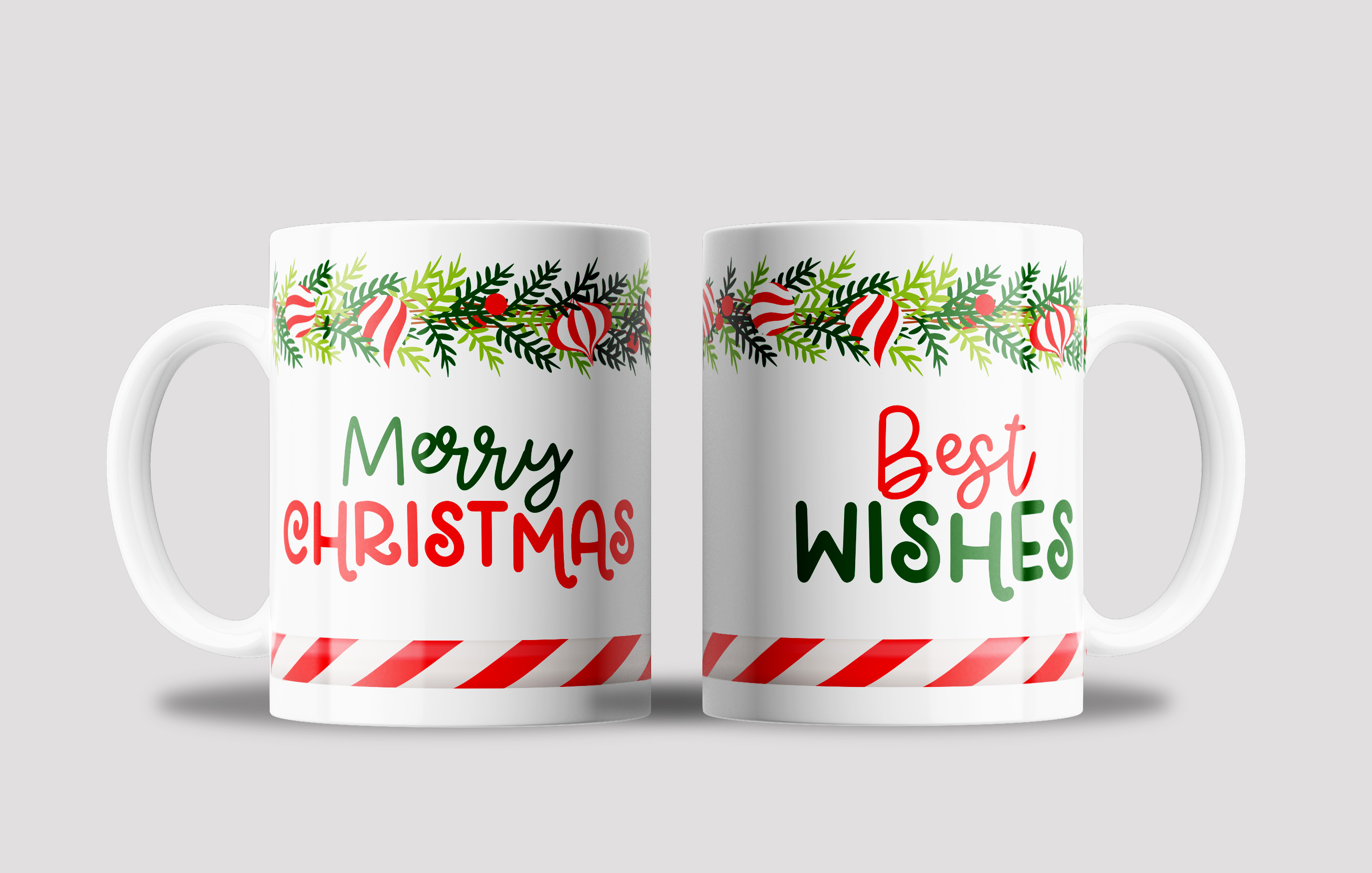 Juego de 2 Tazas Navideñas Best Wishes Merry Christmas