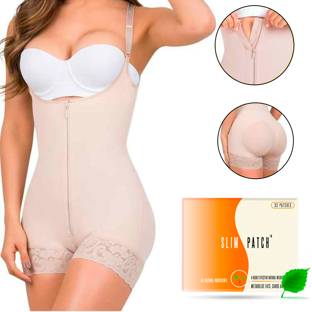 Faja Colombiana Postparto Realce Natural Body Levanta Gluteos Y Busto Mas Regalo Parches Slim Patch Para Adelgazar Reductores De Celulitis Reafirman La Piel Sin Rebot