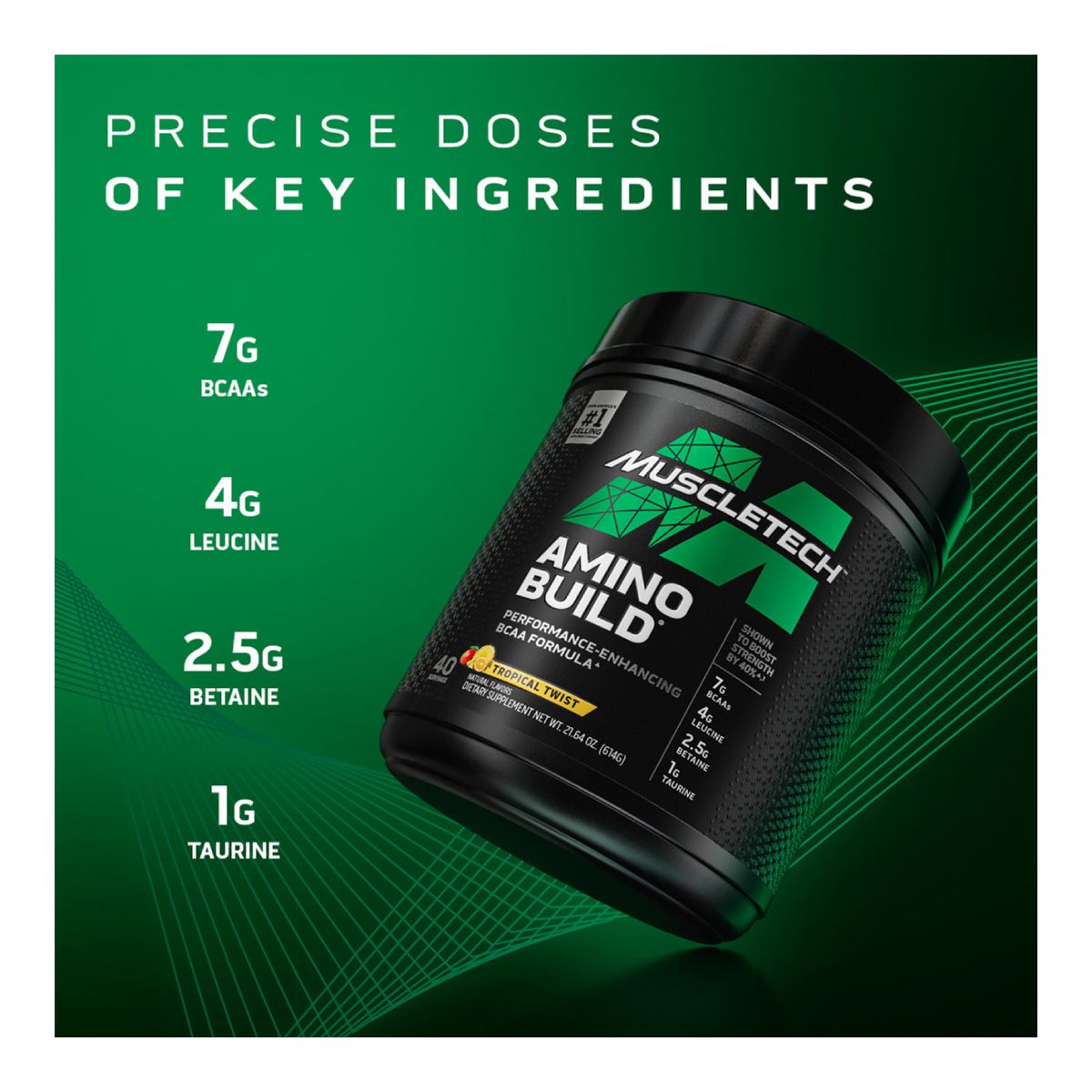 Formula de BCAAs MuscleTech Amino Build 593g 40 Serv. - Fresa Sandia